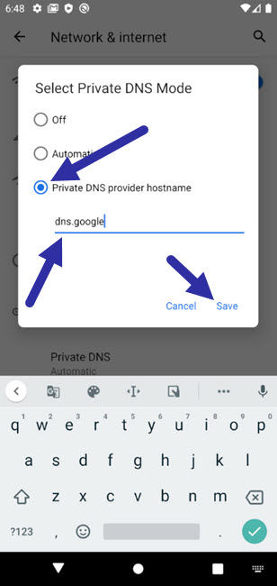 change dns in android 010121