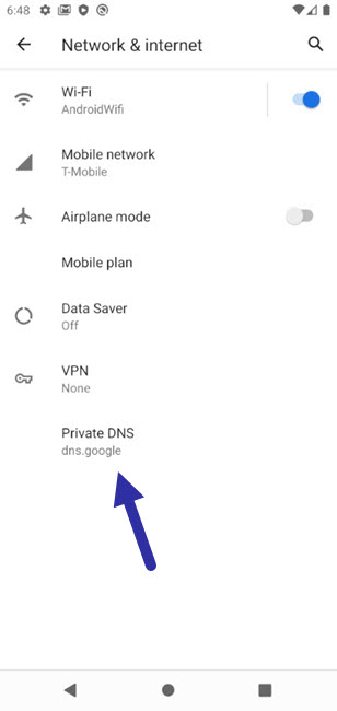 set private dns in android 010121